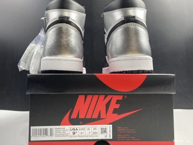OG CD0461-001 SILVER AIR 1 HIGH JORDAN WMNS TOE 0617